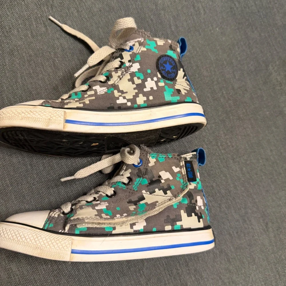Converse Chuck Taylor All Star Toddler Digital Camo Grey Teal High Top Sneakers